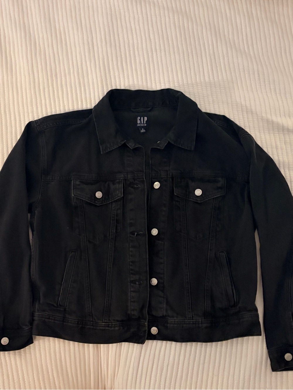 GAP Black Denim Jean Jacket - Button Front Trucker Style